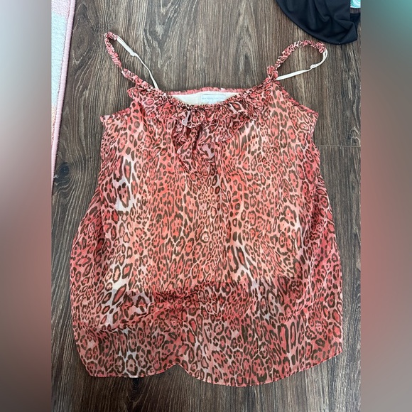 New York & Company Orange Leopard Print Blouse - Picture 2 of 4